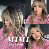 JBEXTENSION 16 Inches Scalpiana 3.5X4 Hard Silky Top Natural Scalp Effect Dark Blonde Body Wave Wig With Bangs Wig MIMI SILK TOP DARK BLONDE