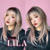 JBEXTENSION 20 Inches Scalpiana Apricot Wolf Cut 3.5X4 Hard Silky Top Natural Scalp Effect Wig With Bangs LILA APRICOT