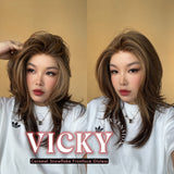 JBEXTENSION 20 Inches Caramel Pre-Cut Snowflake Lace Frontlace Glueless Wig VICKY【PERMATEASE】【BENDY EAR TABS】- M/L