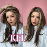 JBEXTENSION 22 Inches Hazelnut Blonde Highlight Pre-Cut Snowflake Lace Frontlace Glueless Wig KEL HAZELNUT【PERMATEASE】【BENDY EAR TABS】