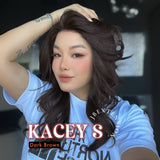 JBEXTENSION 20 Inches Dark Brown Pre-Cut Snowflake Lace Frontlace Glueless Wig KACEY S DARK BROWN【PERMATEASE】【BENDY EAR TABS】