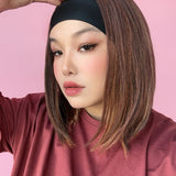 JBEXTENSION 12 Inches Short Hair Auburn Highlight Headband Wig RUSH FADE BOB - AUBURN