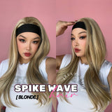 JBEXTENSION 24 Inches Long Curly Hair Blonde Headband Wig SPIKE WAVE HAIR - BLONDE