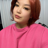 JBEXTENSION 12 Inches Bob Cut Copper Red Pre-Cut Snowflake Lace Frontlace Glueless Wig KHLOE COPPER RED【PERMATEASE】【BENDY EAR TABS】