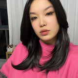 HOT OF SEASON - 18 Inches Black Pre-Cut Snowflake Lace Frontlace Glueless Wig KHLOE LONG BLACK【PERMATEASE】【BENDY EAR TABS】