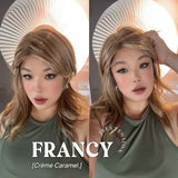 JBEXTENSION 18 Inches Crème Caramel Women Fashion Full Machine Wig FRANCY CRèME CARAMEL【PLUS PERMATEASE】【BENDY EAR TABS】