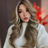 Silvia Highly Recommended- 24 Inches Mix Brown Curly Lace Front Wig.Pre Plucked 13*4 HD Transparent Lace Frontal Handmade Futura Fiber Swiss Lace Synthetic Fiber Pre-Cut Lace Wig JADOR L