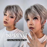 HOT OF SEASON - Pixie Cut Silver Fashion Women Wig SPRING