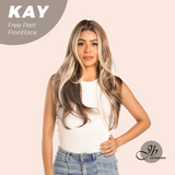 JBEXTENSION 24 Inches Brown With Highlight Curly Pre-Cut Free Part Frontlace Glueless Wig KAY FREE PART