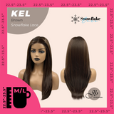 JBEXTENSION 22 Inches Brown Pre-Cut Snowflake Lace Frontlace Glueless Wig KEL BROWN【PERMATEASE】【BENDY EAR TABS】- M/L