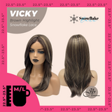 JBEXTENSION 20 Inches Dark Brown with Highlight Pre-Cut Snowflake Lace Frontlace Glueless Wig VICKY BROWN HIGHLIGHT【PERMATEASE】【BENDY EAR TABS】- M/L