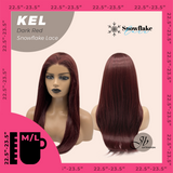 JBEXTENSION 22 Inches Dark Red Pre-Cut Snowflake Lace Frontlace Glueless Wig KEL DARK RED【PERMATEASE】【BENDY EAR TABS】- M/L