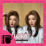 JBEXTENSION 20 Inches Caramel Pre-Cut Snowflake Lace Frontlace Glueless Wig VICKY【PERMATEASE】【BENDY EAR TABS】- M/L