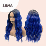JBEXTENION 24 Inches Ombre Blue Body Wave Frontlace Glueless Wig LENA