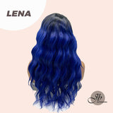 JBEXTENION 24 Inches Ombre Blue Body Wave Frontlace Glueless Wig LENA