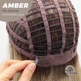 JBEXTENSION 21 Inches Straight Mix Blonde Pre-Cut T Part Snowflake Lace Frontlace Glueless Wig AMBER MIX BLONDE【BENDY EAR TABS】