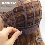 JBEXTENSION 21 Inches Straight Light Copper Pre-Cut T Part Snowflake Lace Frontlace Glueless Wig AMBER LIGHT COPPER【BENDY EAR TABS】
