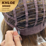JBEXTENSION KHLOE MONO CARAMEL Monofilament Handmade Wig 6X5 Full Monofilament Hand Tied Top Wig 12 Inches Bob Cut Caramel Mono Lace Handmade Futura Fiber Wig With Anti-slip Silicone Strips Glueless Wig KHLOE MONO CARAMEL【BENDY EAR TABS】