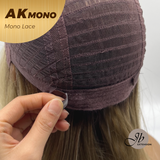 JBEXTENSION AK MONO Monofilament Handmade Wig 6X5 Full Monofilament Hand Tied Top Wig 13 Inches Blonde Mono Lace Wig With Anti-slip Silicone Strips Glueless Wig AK MONO【BENDY EAR TABS】