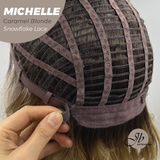 JBEXTENSION 10 Inches Caramel Blonde Pre-Cut Side Part Snowflake Lace Frontlace Glueless Wig MICHELLE CARAMEL BLONDE【BENDY EAR TABS】