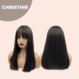 JBEXTENSION 17 Inches Tea Black Darkest Brown Straight Wig CHRISTINE