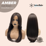JBEXTENSION 21 Inches Straight Dark Brown Pre-Cut T Part Snowflake Lace Frontlace Glueless Wig AMBER DARK BROWN【BENDY EAR TABS】