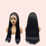 JBEXTENSION 28 Inches Natural Black Long Straight HD Transparent 360 Lace Front Wigs Pre-Plucked Hair Glueless 180% Density Full Lace Hair Glueless Wigs For Thinning Hair ACE NATURAL BLACK