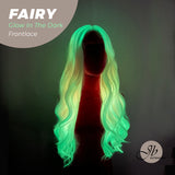 JBextension GLOW IN THE DARK 26 Inches Curly Rainbow Color Frontlace Glueless Wig FAIRY