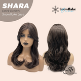 JBEXTENSION 17 Inches Curly Dark Brown Pre-Cut T Part Snowflake Lace Frontlace Glueless Wig SHARA DARK BROWN【BENDY EAR TABS】