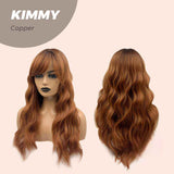JBEXTENSION 24 Inches Copper Body Wave With Bangs Wig KIMMY COPPER