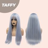 JBEXTENSION 26 Inches Blue Straight Wig With Bangs TAFFY