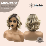 JBEXTENSION 10 Inches Caramel Blonde Pre-Cut Side Part Snowflake Lace Frontlace Glueless Wig MICHELLE CARAMEL BLONDE【BENDY EAR TABS】
