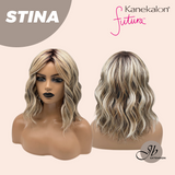 JBEXTENSION 14 Inches Wave Ash Caramel Blonde Women Fashion Full Machine Wig STINA【PLUS PERMATEASE】【BENDY EAR TABS】