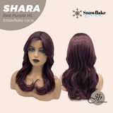 JBEXTENSION 17 Inches Curly Red Purple Highlight Pre-Cut T Part Snowflake Lace Frontlace Glueless Wig SHARA RED PURPLE HIGHLIGHT【BENDY EAR TABS】