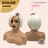 JBEXTENSION KHLOE MONO Monofilament Handmade Wig 6X5 Full Monofilament Hand Tied Top Wig 12 Inches Bob Cut Platinum Blonde Mono Lace Handmade Futura Fiber Wig With Anti-slip Silicone Strips Glueless Wig KHLOE MONO PLATINUM BLONDE【BENDY EAR TABS】