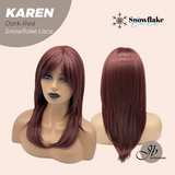 JBEXTENSION 18 Inches Dark Red Pre-Cut T Part Snowflake Lace Frontlace Glueless Wig KAREN DARK RED【BENDY EAR TABS】