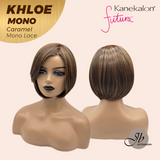 JBEXTENSION KHLOE MONO CARAMEL Monofilament Handmade Wig 6X5 Full Monofilament Hand Tied Top Wig 12 Inches Bob Cut Caramel Mono Lace Handmade Futura Fiber Wig With Anti-slip Silicone Strips Glueless Wig KHLOE MONO CARAMEL【BENDY EAR TABS】