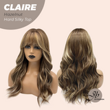 JBEXTENSION 22 Inches Scalpiana Hazelnut 3.5X4 Hard Silky Top Natural Scalp Effect Women Wig With Bangs CLAIRE SILKY TOP HAZELNUT