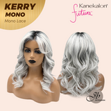 JBEXTENSION KERRY MONO Monofilament Handmade Wig 6X5 Full Monofilament Hand Tied Top Wig 18 Inches Grey with Dark Root Mono Lace Wig With Anti-slip Silicone Strips Glueless Wig KERRY MONO【BENDY EAR TABS】
