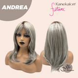 JBEXTENSION 18 Inches Ash Grey Wig with Bangs Women Fashion Full Machine Wig ANDREA【PLUS PERMATEASE】【BENDY EAR TABS】