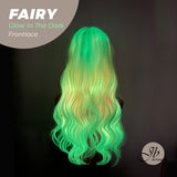 JBextension GLOW IN THE DARK 26 Inches Curly Rainbow Color Frontlace Wig FAIRY