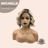JBEXTENSION 10 Inches Caramel Blonde Pre-Cut Side Part Snowflake Lace Frontlace Glueless Wig MICHELLE CARAMEL BLONDE【BENDY EAR TABS】