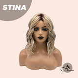 JBEXTENSION 14 Inches Wave Ash Caramel Blonde Women Fashion Full Machine Wig STINA【PLUS PERMATEASE】【BENDY EAR TABS】