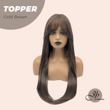 JBEXTENSION 28 Inches T Part Pre-Cut Frontlace Topper Clip in Synthetic Fiber Long Straight Topper Hair Piece Hair with Bangs for Women Clip in Top Crown Hair Clip on Toupee Hairpiece for Slight Hair Loss/Thinning Hair