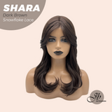 JBEXTENSION 17 Inches Curly Dark Brown Pre-Cut T Part Snowflake Lace Frontlace Glueless Wig SHARA DARK BROWN【BENDY EAR TABS】
