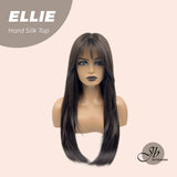 JBEXTENSION 26 Inches Scalpiana Tea Black Darkest Brown Wolf Cut 3.5X4 Hard Silky Top Natural Scalp Effect Wig With Bangs ELLIE SILK TOP