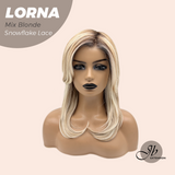 JBEXTENSION 18 Inches Mix Blonde Curly Pre-Cut Snowflake Lace Frontlace Glueless Wig LORNA SNOWFLAKE MIX BLONDE【PERMATEASE】【BENDY EAR TABS】