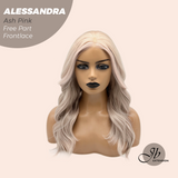 JBEXTENSION 20 Inches Ash Pink Curly Fiber X, Tangle Less Pre-Cut Free Part Frontlae Glueless Wig ALESSANDRA ASH PINK