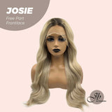 JBEXTENSION Peluca con malla frontal rubia con onda de raíz oscura de 26 pulgadas. Peluca frontal de encaje transparente prearrancada 6*14 HD JOSIE