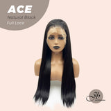 JBEXTENSION 28 Inches Natural Black Long Straight HD Transparent 360 Lace Front Wigs Pre-Plucked Hair Glueless 180% Density Full Lace Hair Glueless Wigs For Thinning Hair ACE NATURAL BLACK